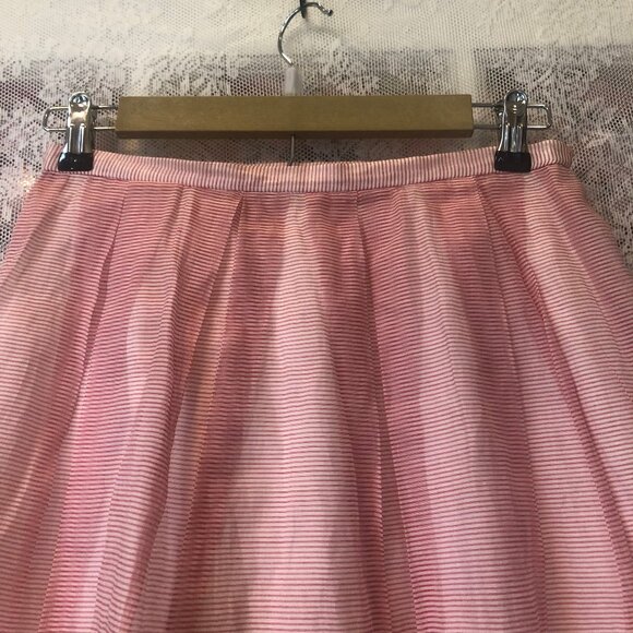 Talbots Red white Peppermint Striped Silk Blend Sheer Pleated Skirt Small 4 Cute - Picture 4 of 8